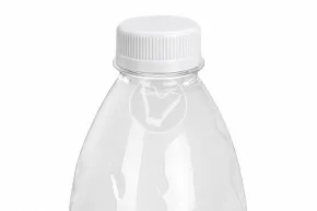 Round bottle, 1000 ml, with a wide neck, transparent, with a white cap (Yans)
