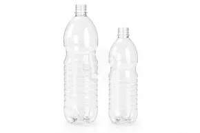 Bottle, round, 1000 ml, with narrow neck, transparent, with cap (Yans)