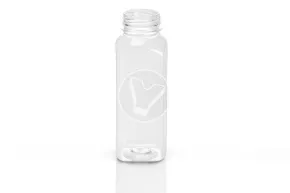 Square bottle with wide neck without lid, 300ml, transparent