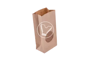 Bag with a straight bottom, with a round window, craft, 1 layer, 35 H, 80*50*170 mm