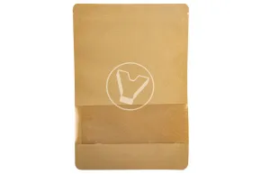 Paper pouch bag with zip lock, 200*300 mm (45+45), with window 70 mm, 140 microns, kraft