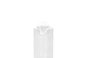 Round bottle with a wide neck, with white lid, 300ml, transparent