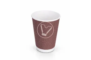 Glass 350 ml, double-layer, corrugated for hot, brown