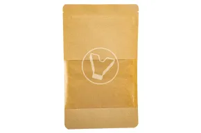 Paper pouch bag with zip-lock lock, 135*225 mm (35+35), with window 90 mm, 140 microns, kraft
