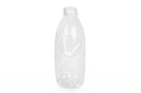 Round bottle, 1000 ml, with a wide neck, transparent, with a white cap (Yans)