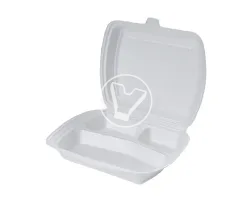 Lunch box, white, 3‑compartment, 83 LB (TP B) (M)