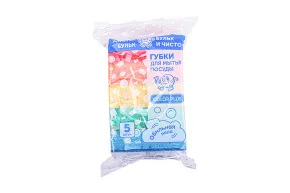 Губка кухонная крупнопористая Color Plus, 5 шт/уп, Мистер Бульк